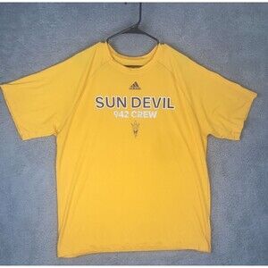 Adidas Arizona State Sun Devils T Shirt Mens Large Gold 942 Crew Logo Athletic